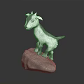 White Goat 3D Model Standing On Rock With Detailed Digital Rendering 3d model