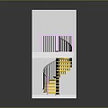 Architectural Model of Two Story Building with Spiral Staircase and Balcony Railings