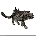 Snow Leopard With Spotted Coat Long Tail And Saddle As Riding Mount 3d model