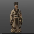 Man Wearing Traditional Ancient Clothing With Hat And Green Belt Statue