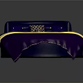 Elegant Purple Round Bed With Yellow Blanket And Decorative Pillows