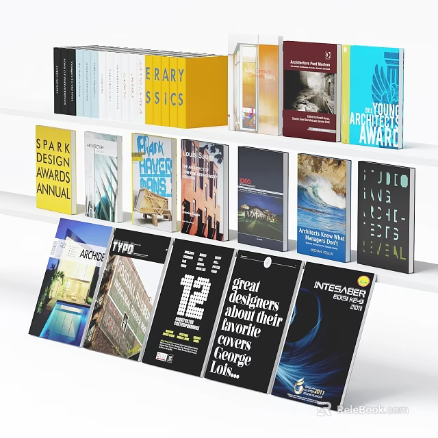 Diverse Books Magazines With Design Architecture Classic Themes And Colorful Covers 3d model 