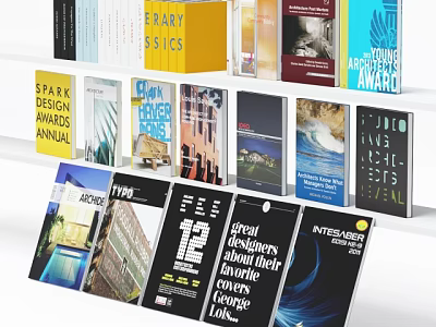 Diverse Books Magazines With Design Architecture Classic Themes And Colorful Covers 3d model