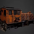 Old Rusty Orange Vintage Locomotive With Classic Metal Body And Details
