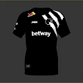 Black T-shirt with Betway and Red Bull logos and black white stripes modern casual wear