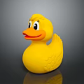 Cute Yellow Rubber Duck Playful Toy Figure With Orange Bill And Black Eyes