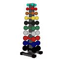 Vertical Dumbbell Rack With Colored Dumbbells And Multiple Weights For Home Gym Fitness Equipment