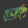 Military Weapon With Blue Metal Structure Red Components And Yellow Parts