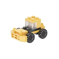 Yellow Building Blocks Bulldozer Toy with Transparent Cockpit and Black Wheels