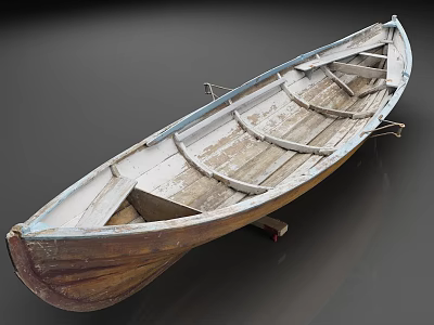 Vintage Wooden Boat With Weathered Wood Seats And Classic Hull Design 3d model