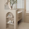 French cream antique arc partition plaster modeling dry and wet separation sanitary area dry area 3d model
