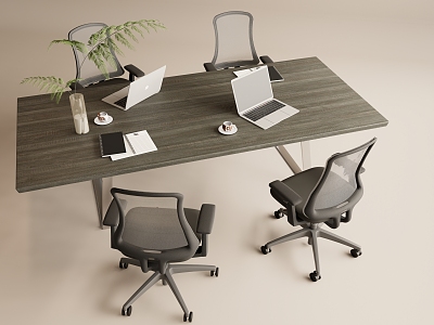 Simple office desk and chair combination 3d model