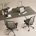 Simple office desk and chair combination 3d model