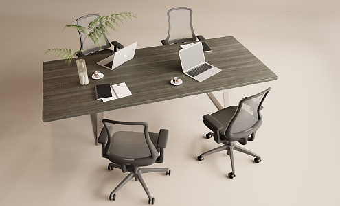 Simple office desk and chair combination 3d model