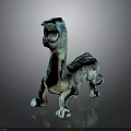 Ancient Bronze Mythical Beast Sculpture With Turquoise Patina Open Mouth And Curled Tail