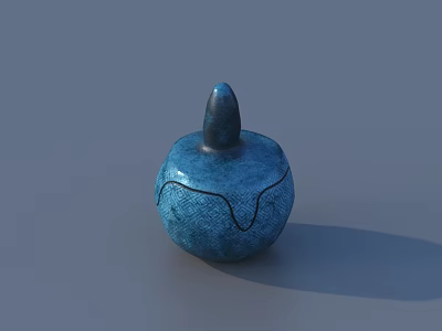 Blue Ceramic Ware With Lid Featuring Crackle Texture And Handcrafted Design 3d model