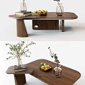 Wooden Oval Coffee Table With Fruit Bowl Fresh Fruits Vases And Books