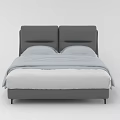 Modern Double Bed With Gray Upholstered Headboard White Sheets And Light Blue Comforter 3d model