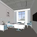 Modern Comfortable Hospital Room Interior With Bedside Table Window Chair And TV