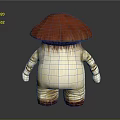Cartoon Mushroom Character With Red Cap White Body And Striped Arms Legs