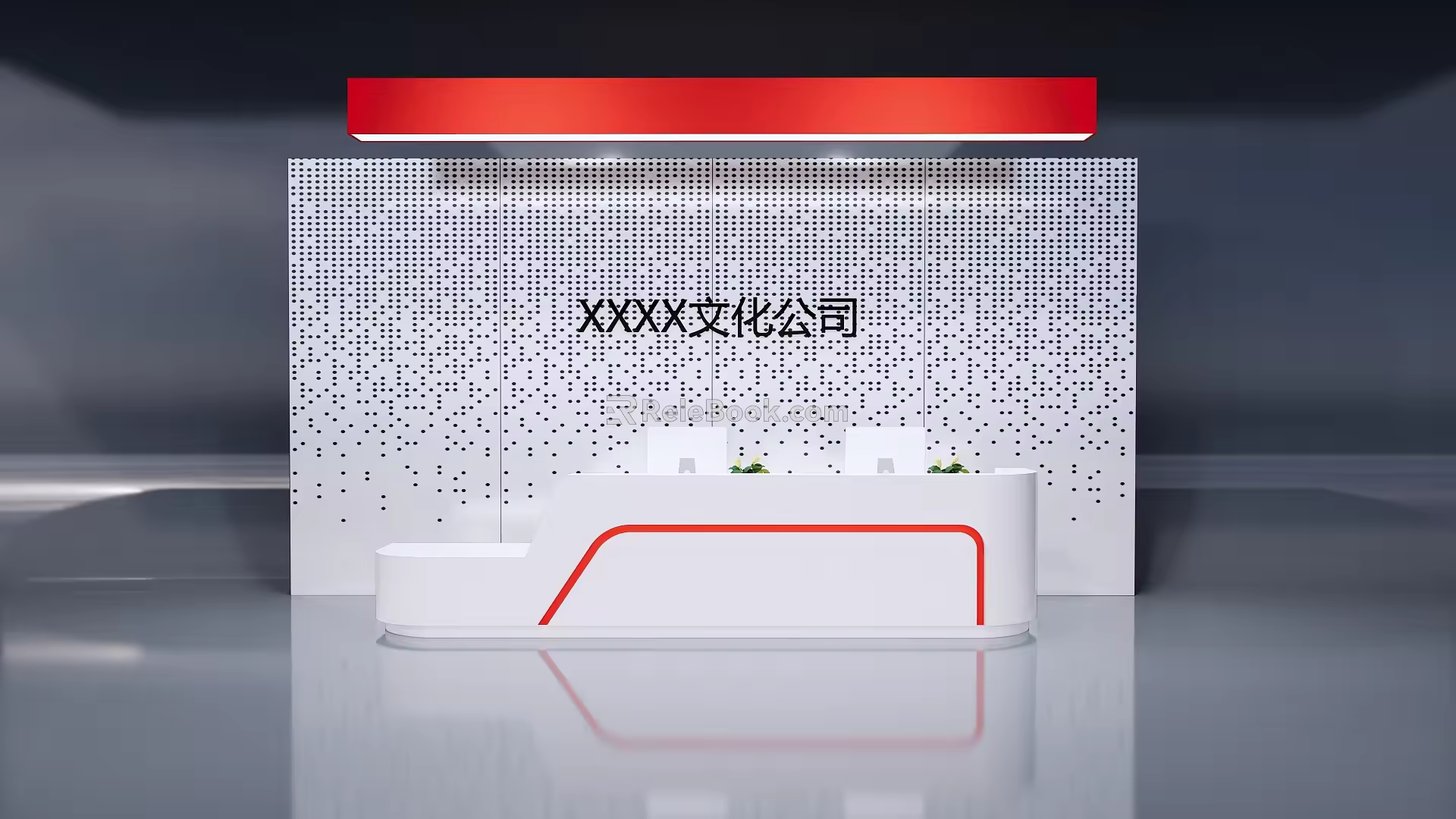 Company front desk background wall reception desk 3d model