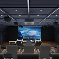 School Modern Multimedia Lab With Control Console Monitor Screens Speakers And Wooden Flooring