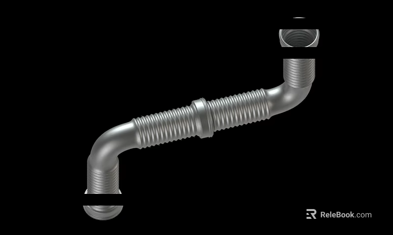 Durable Industrial Stainless Steel Pipe With Bend Design And Threaded Connection 3d model 