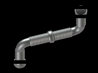 Durable Industrial Stainless Steel Pipe With Bend Design And Threaded Connection 3d model