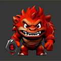 Fierce Red Fiery Haired Game Movie Character Holding Shield With 3D Design