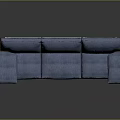 Modern Blue Fabric Three Seater Sofa With Metal Legs And Armrests