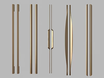 Modern Metal Cabinet Handles With Various Stylish Designs And Smooth Shapes 3d model