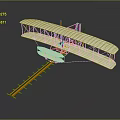 Detailed Vintage Biplane Model with Orange Support Structure and Runway 3d model