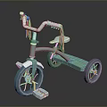 Pastel Blue Children's Tricycle With Red Handlebars Streamers White Seat And Pedals