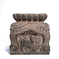 Traditional Stone Sculpture Carving With Detailed Lotus Petals Lion And Intricate Patterns