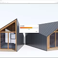 Modern Guesthouse Architecture With Sloped Roof Wooden Frames And Glass Doors