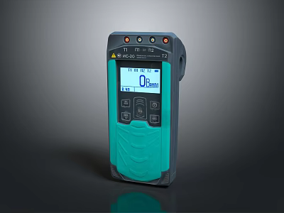 Handheld Digital Measuring Tool With LCD Screen Buttons And Green Black Design 3d model