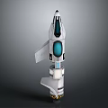 Futuristic Sci Fi Rocket Model With White Blue Design And Detailed Structure 3d model