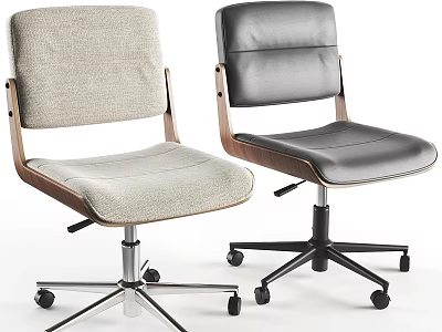 Modern Table and Chair Set with Fabric Leather Seats Wooden Frame and Wheels 3d model