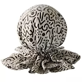 Abstract Black White Pattern Spherical Fabric Decor With Pleated Base 3d model