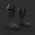 Black Leather Tall Lace Up Boots With Classic Design And Comfortable Fit