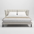 Modern Light Colored Double Bed With Upholstered Headboard And Comfortable Design 3d model