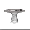 Modern Round Dining Table With Glass Top Wireframe Base And Items On Surface 3d model