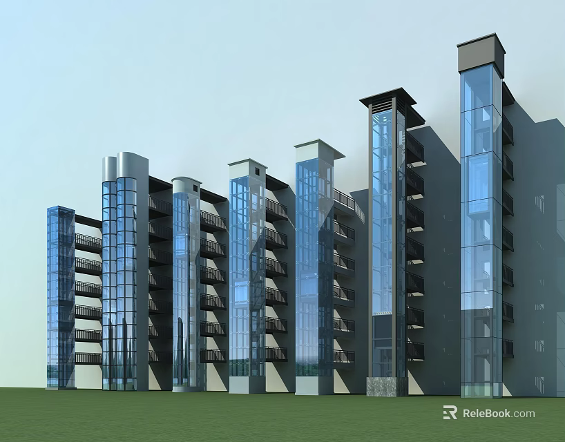 Modern Open Kitchen Interior Design With Island Counter And Appliances 3d model