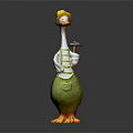 Adorable Duck Character Wearing Yellow Hat And Green Overalls Holding Hammer