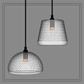Two Modern Glass Pendant Lights With Diamond Textured Shades Hanging On Gray Wall