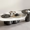 Modern Coffee Table Design With Marble Top And Unique Base Structure 3d model
