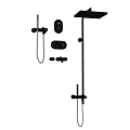 Modern Black Shower System With Handheld Fixed Head Control Knobs And Bar 3d model