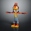 Orange Yellow Game And Movie Character With Red Horns Headset Blue Eyes And Yellow Claws