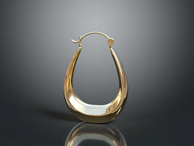Shiny Golden Hoop Earrings With Minimalist Metal Design And Smooth Surface 3d model