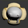 Cute White Cat Character Sitting Inside Peeled Banana Fruit Design Concept